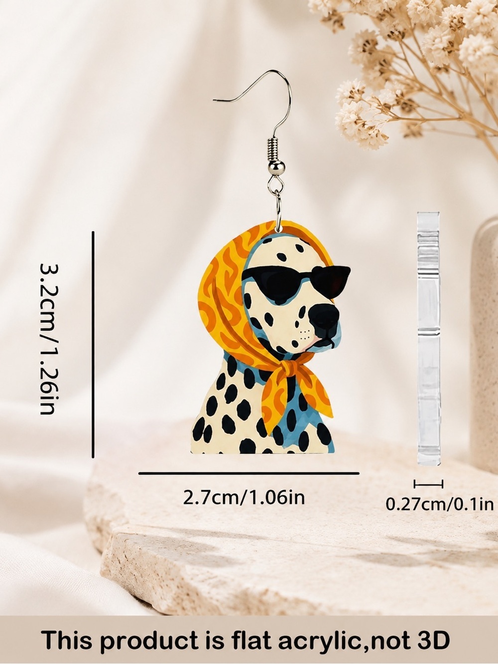 Anthropologie Dalmatian Earrings with Yellow Headscarf and Black Sunglasses - Picture 4 of 6